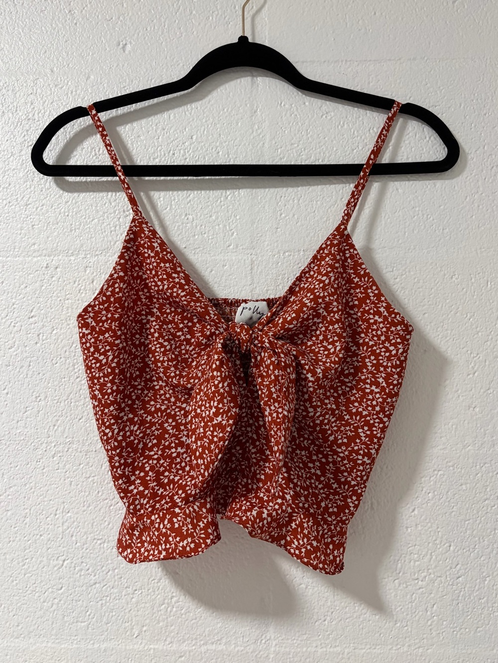 Tie-Front Rust Floral Cami Top